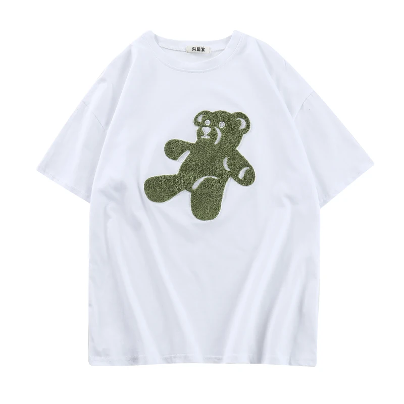 

Women's Short-Sleeved T-shirt 2021 Summer New Three-Dimensional Bear Design Sense Niche Top Student Loose All-Match Bottoming