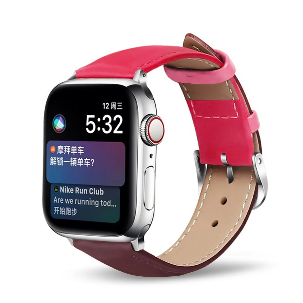 Кожаный ремешок для часов Apple, подходит для 5, 40 мм, 44 мм, браслет, ремень из натуральной кожи, ремешок для часов 38 мм, 42 мм, iwatch, серия 4/3/2/1 - Цвет ремешка: Powder plus brown