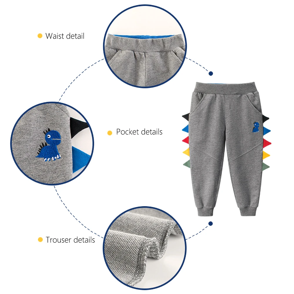 

Spring Autumn Children Girl And Boy Cartoon Dinosaur Long Pants Casual Sport Loose Elastic Waist Trousers Kid Boy Gir Clothing