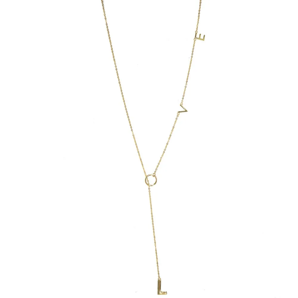 Женское колье с надписью lariat love Золотистое Ожерелье L O V E подарочное ювелирное
