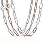 Оригинальное длинное ожерелье из змеиной цепи с длинной застежкой для Pandora бусины из стерлингового серебра 925 Charm Jewelry