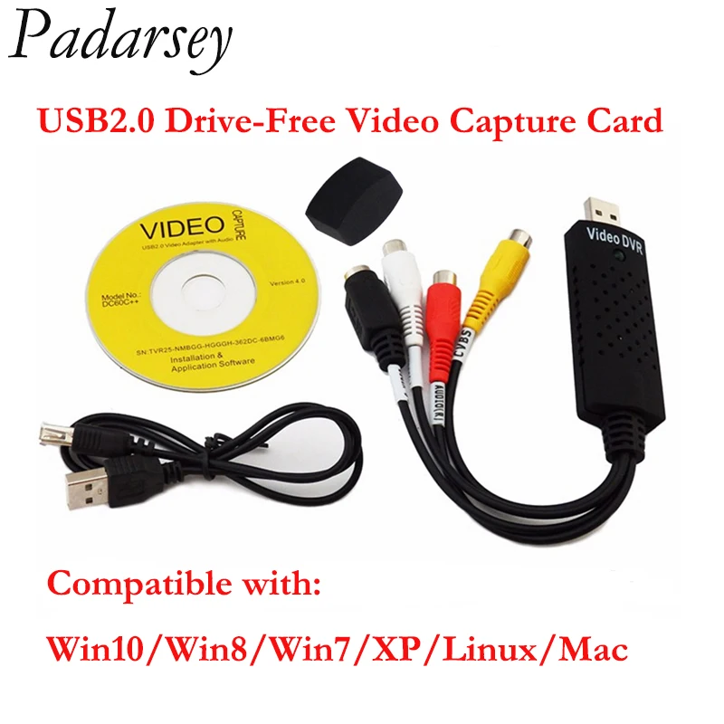Padarsey новая видеокарта USB 2 0 видеопреобразователь аудио Захват карта VHS Box VCR TV к