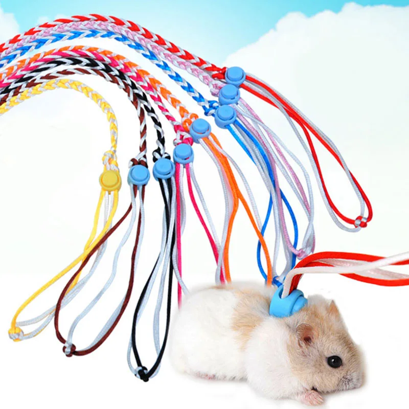 

1.4m 2.0m Adjustable Pet Hamster Leash Harness Rope Gerbil Cotton Rope Harness Lead Collar for Rat Mouse Hamster Pet Cage Leash