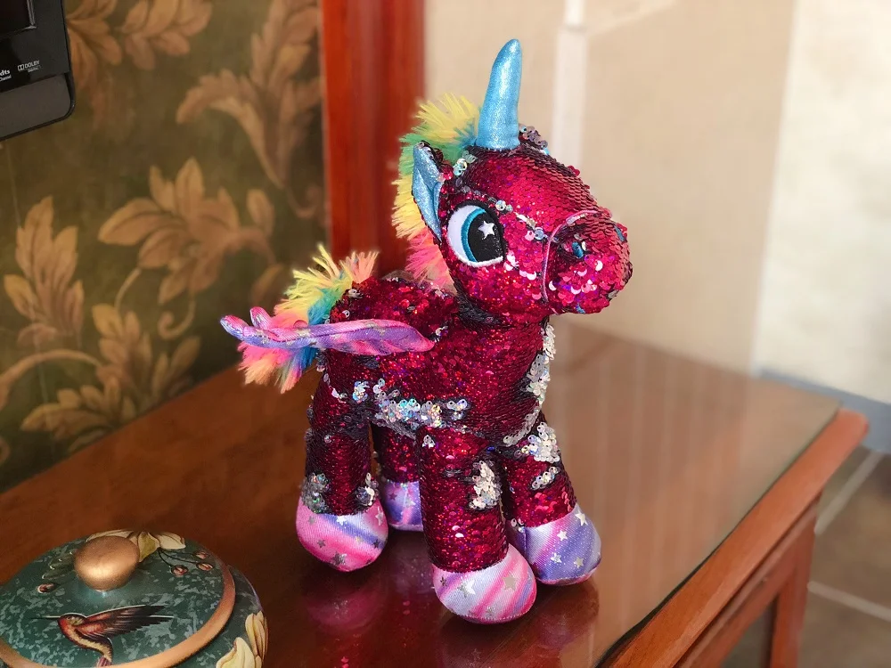 Флип с блестками Единорог 28 см Блестящий набитый единорог плюшевые игрушки