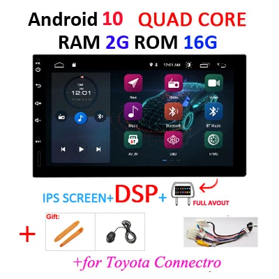 DSP ips для Nissan/hyundai/VW/TOYOTA/peugeot 307 2 din Android 10 Универсальный Автомобильный Радио ПК Мультимедийный плеер без dvd gps Авторадио - Цвет: TO 2G16GIPSDSP FULL