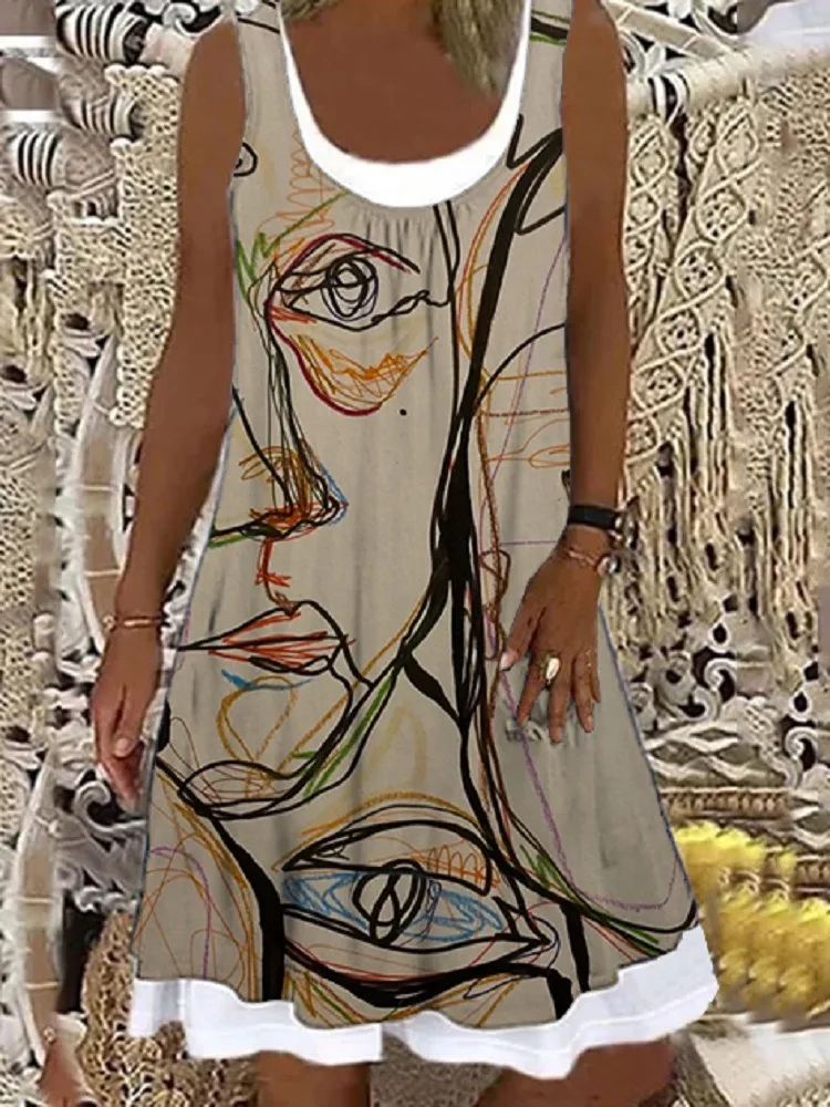 

2021 European and American women's loose fashion digital printing casual dress