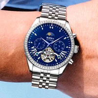 top mens watches tourbillon hollow waterproof mechanical watch date calendar full stainless steel automatic dive jewelry clock