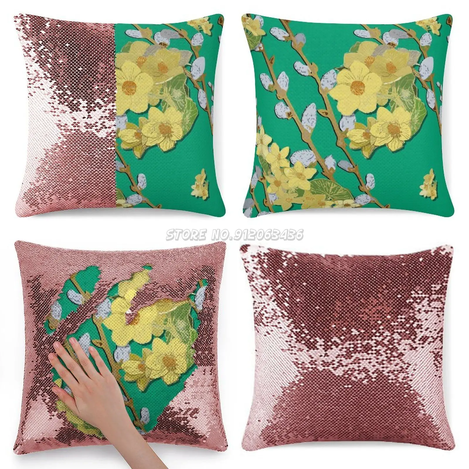 

And Marigold Diagonal Mint Sequin Pillowcase Magical Cushions Cover 40X40cm Mermaid Marigold Foraging Plant Plant May Diagonal L