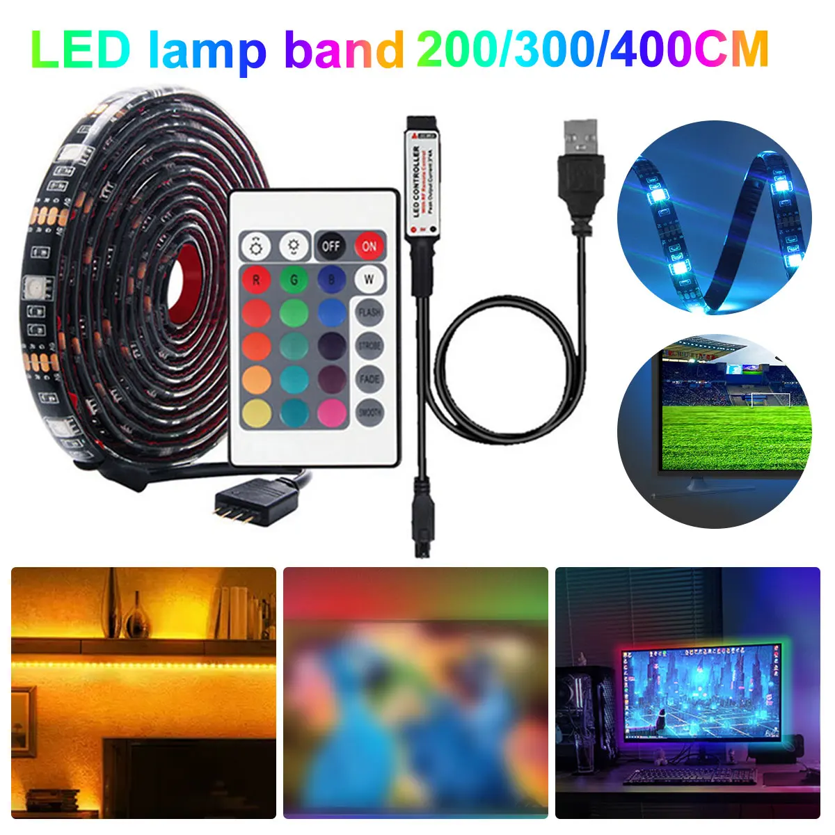 

Светодиодная лента s 5050 RGB, Светодиодная лента с 24 кнопками, ИК-пульт дистанционного управления, меняющие цвет, светодиодные светильник ты дл...