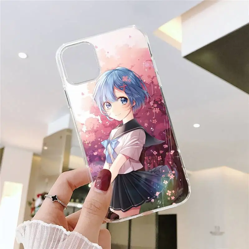 

Anime Re Zero Rem Phone Case Transparent soft For iphone 5 5s 5c se 6 6s 7 8 11 12 plus mini x xs xr pro max