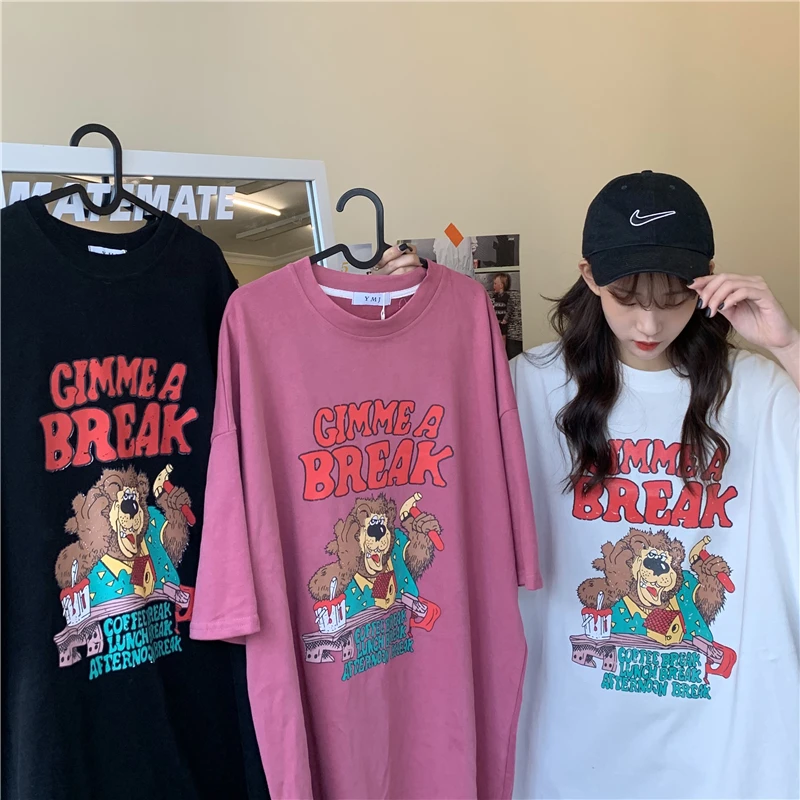 

Oversized Cotton T Shirt Women Summer 2021 Short Sleeve Print Female Tshirts Korean Casual Tees Plus Size Harajuku Streetwear 22