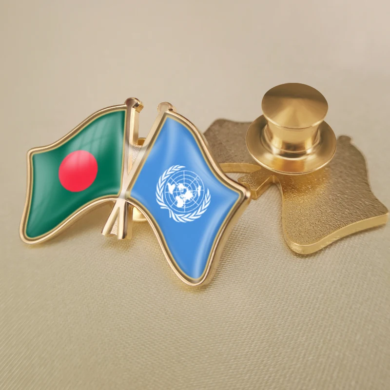 Организация Объединённых Наций и Бангладеш скрещенный двойной флаг дружбы