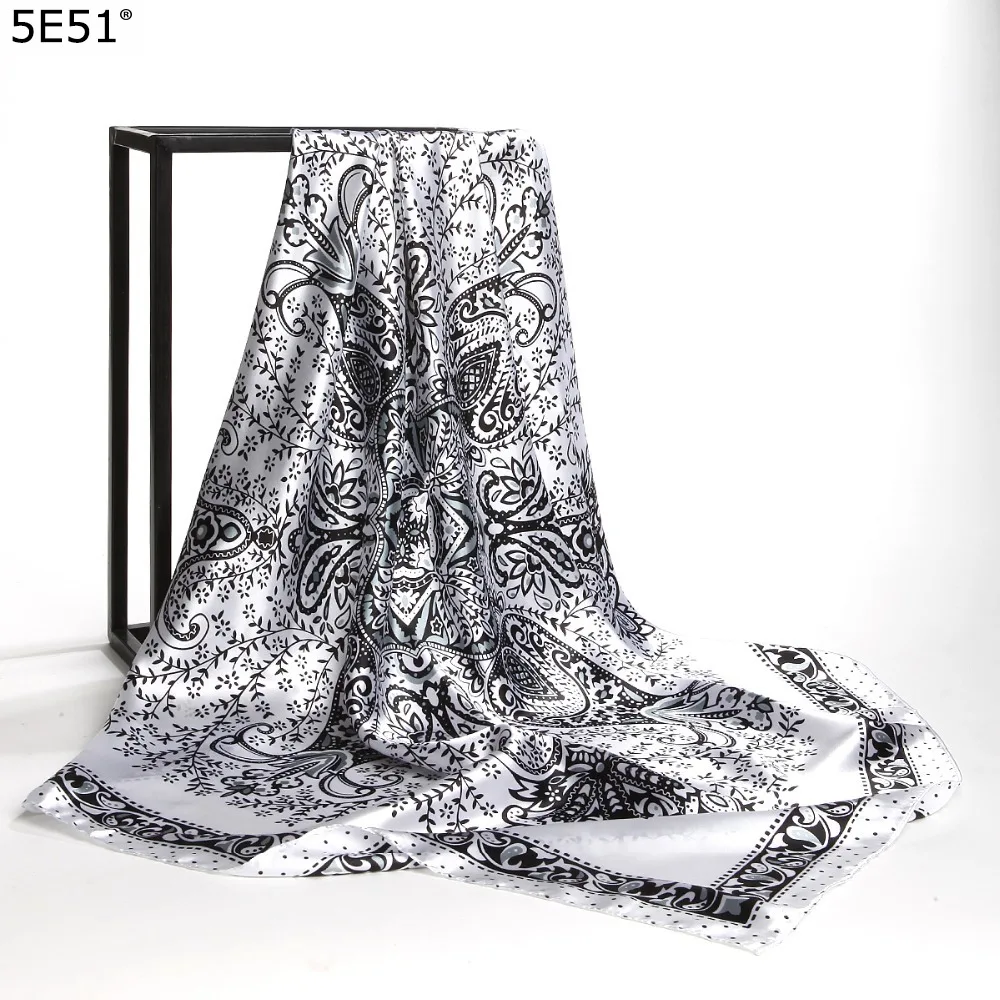 Модный мягкий атласный шарф/красивые шелковые шарфы quare на ощупь 90 см/подарки