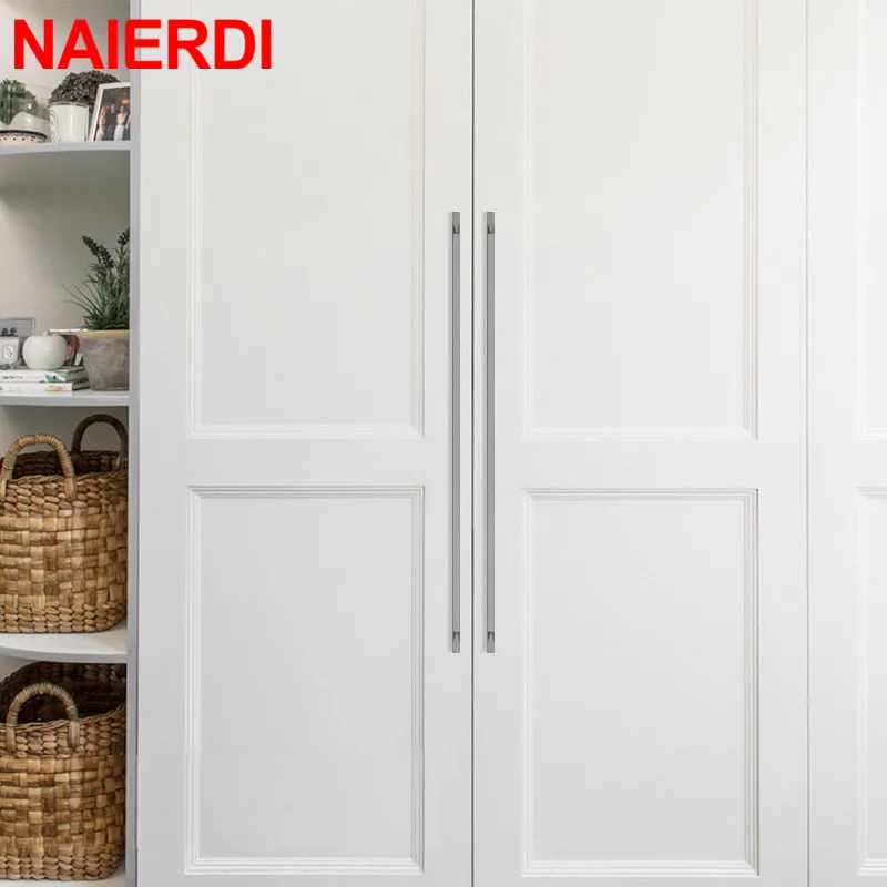 Золотые твердые ручки для кухонного шкафа из алюминиевого сплава NAIERDI черные в