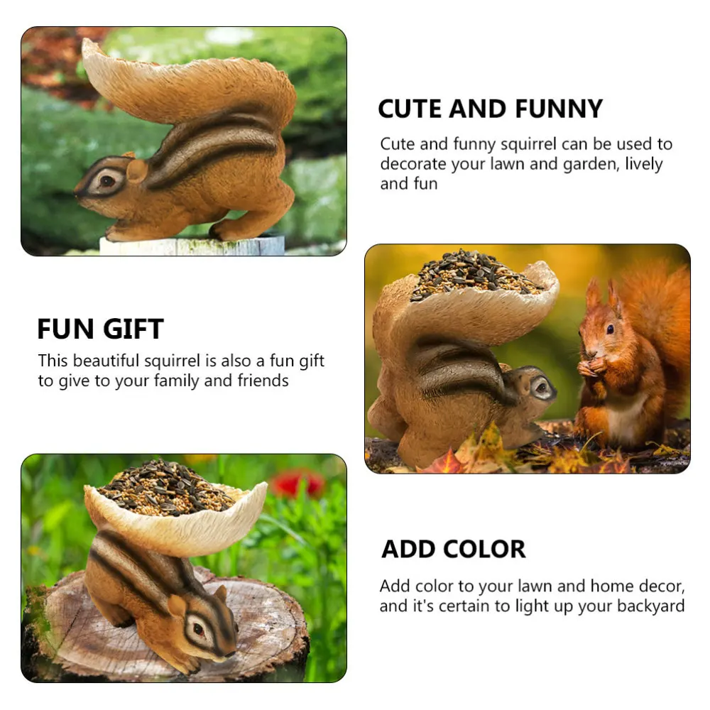 

1Pc Cartoon Squirrel Shaped Adornment Creative Resin Garden Ornament Chic Feeder