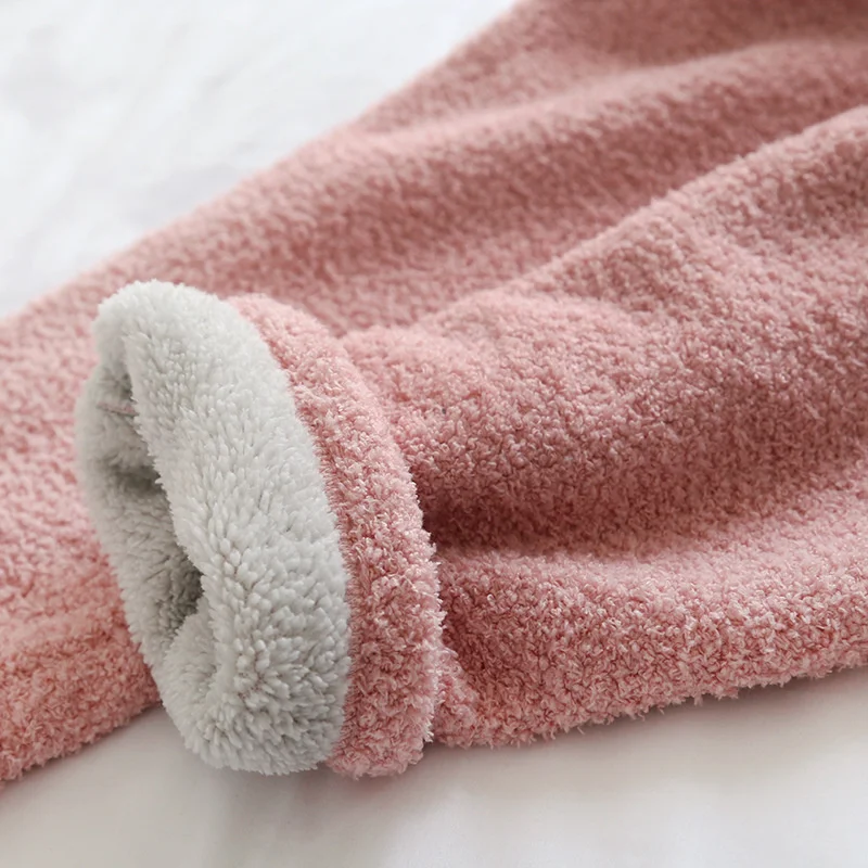 

style autumn and winter new ladies plus size sheep wool warm pajamas suit simple home service pijamas women
