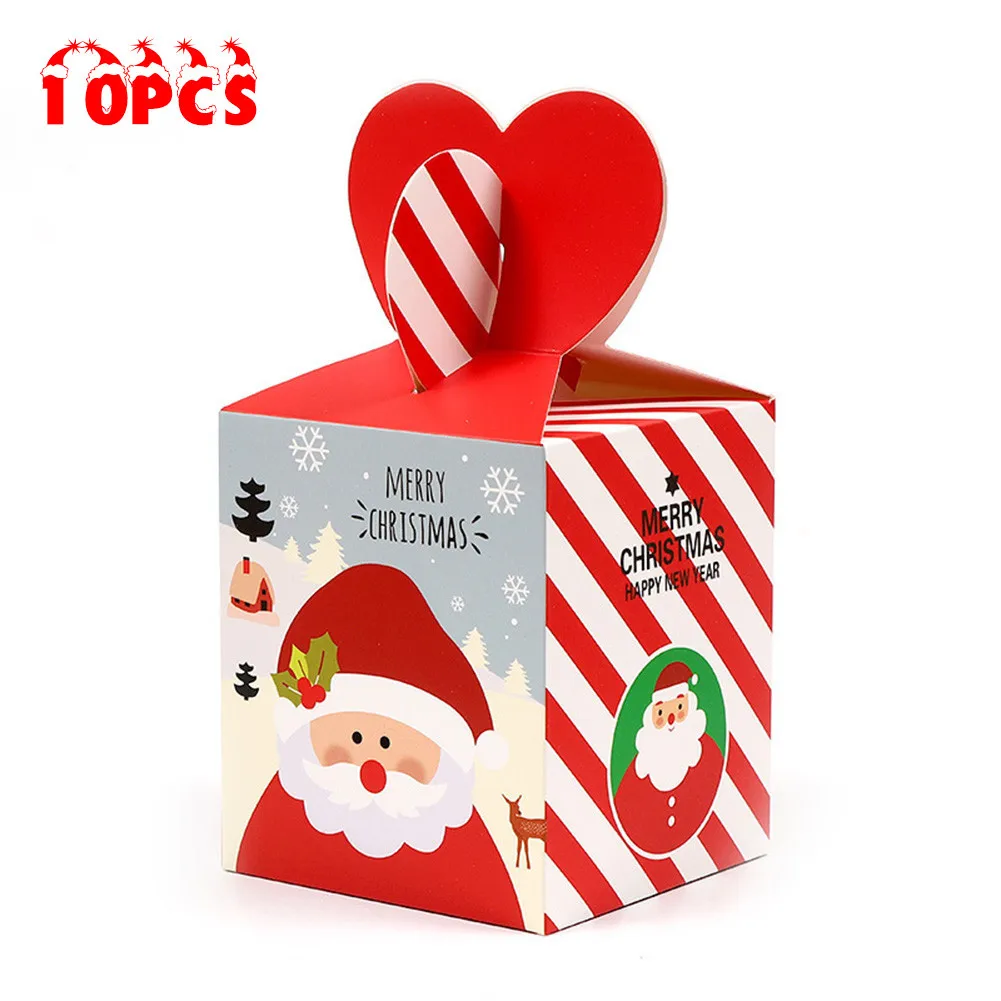 

10PCS Cardboard Christmas Party Gift Boxes Xmas Candy Boxes Paper Favour Christmas Eve Apple Gift Box Peace Fruit Box Packaging