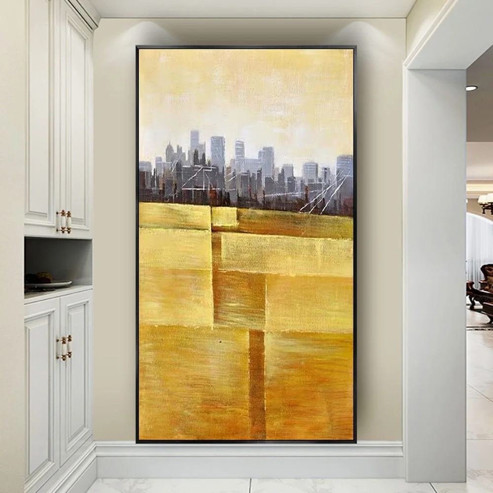 

Large Abstract oil Painting City Building Scenery Pictures Decor on Canvas Painting Wall Art For home Living Room Decor wall art