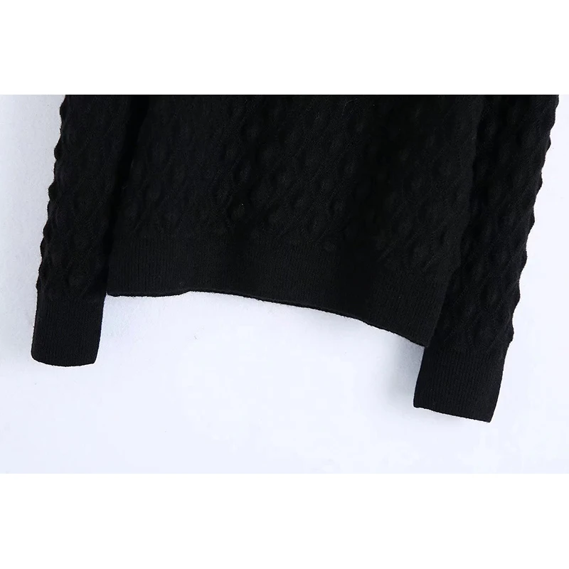 Женский трикотажный свитер KONDALA Za однотонный черный пуловер с длинным рукавом и