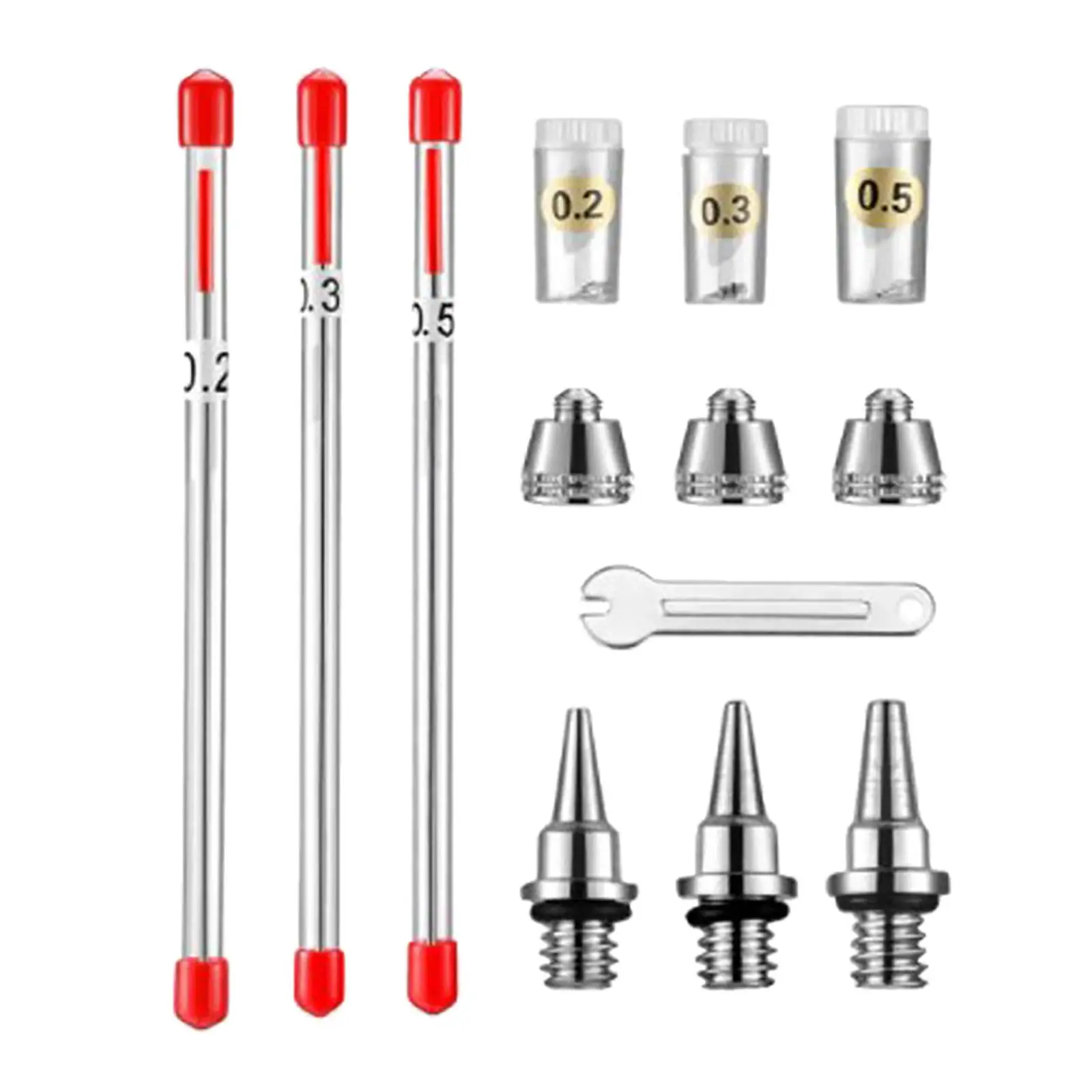 

10x Airbrush Needle Kits Mini Wrench Airbrush Nozzle Caps Airbrush Sprayer Accessories