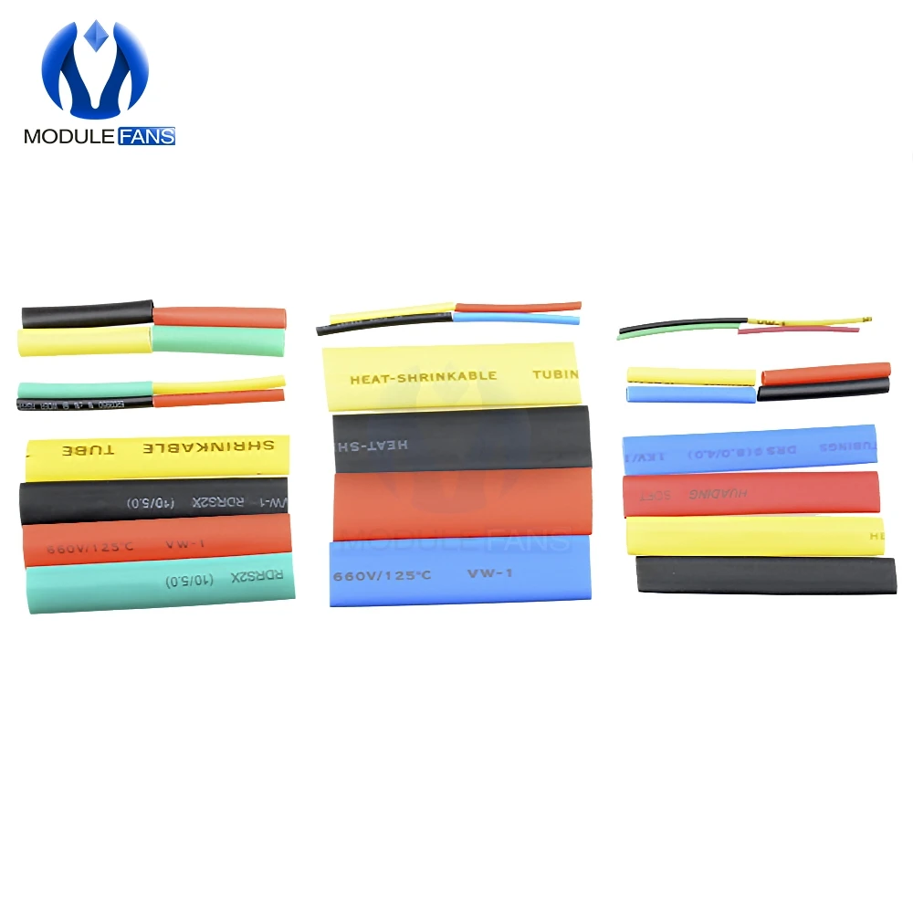 Термоусадочные трубки для автомобильных кабелей 8 размеров разные цвета 164 шт. 328