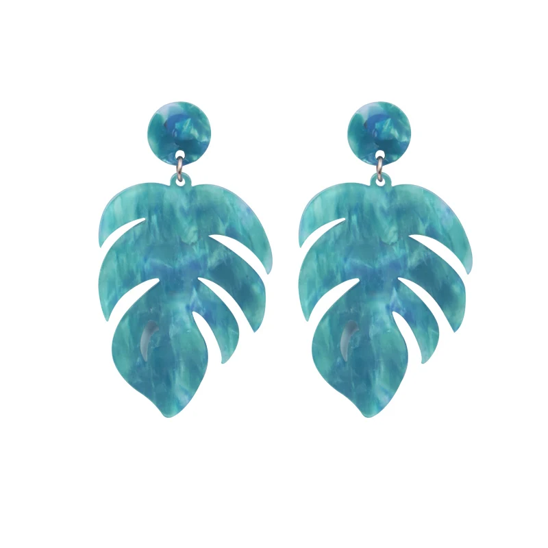 Женские Длинные Винтажные серьги с листьями из смолы большие металлические