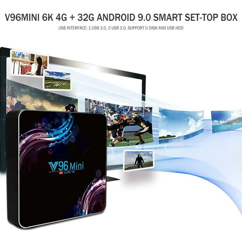 V96 Мини Android 9 0 ТВ коробка 6K H.265 2 4G/5G Wifi Bluetooth телеприставка для Youtube Google Assistant 3D видео
