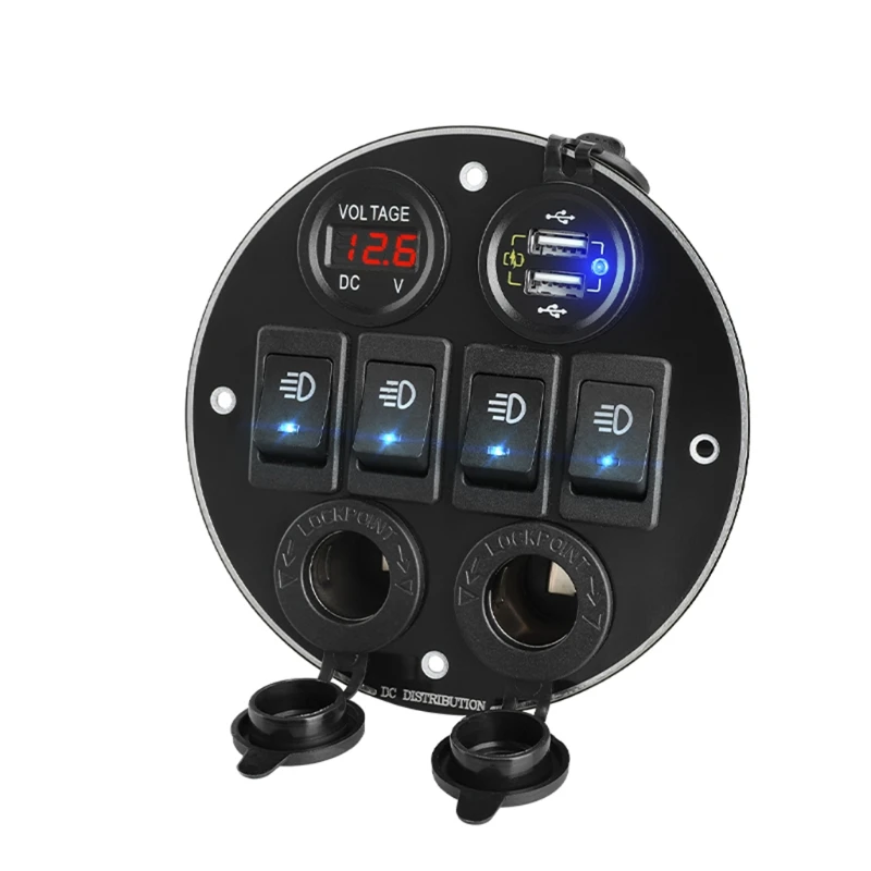 

4-позиционная кулисный переключатель панель для автомобиля RV грузовика лодки корабля вольтметр кнопка включения/выключения питания многоп...