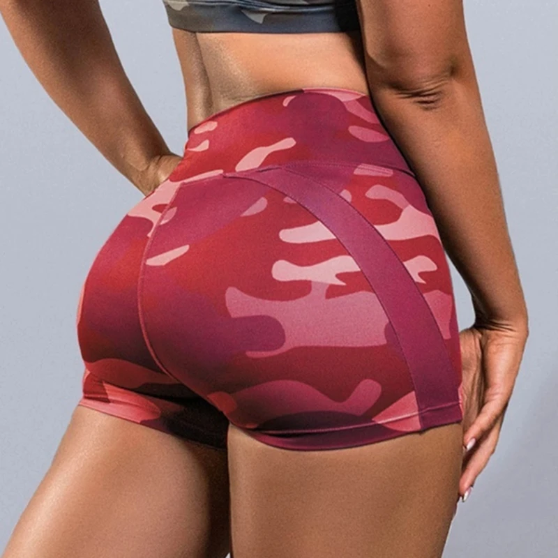 Женские спортивные шорты для бега леггинсы дышащие женские короткие камуфляжные
