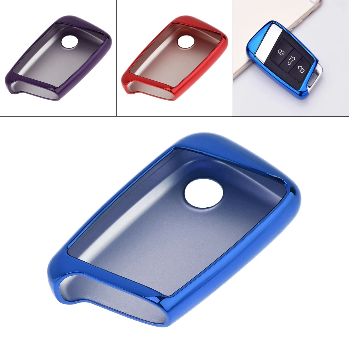 

TPU 1 Piece Straight Plate Car Key Case Holder Durable Car Key Protector Fit for Skoda-Superb A7 / Volkswagen-Passat B8 Golf