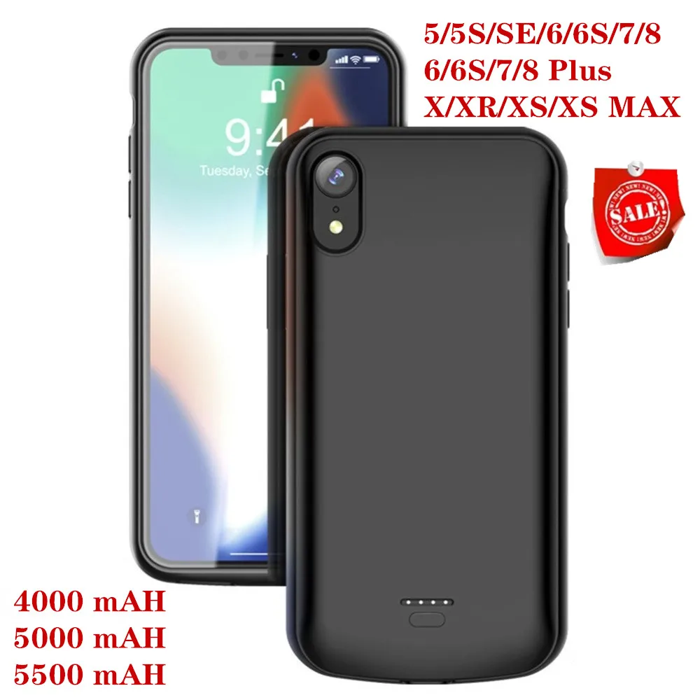 Чехол для зарядного устройства для iPhone SE 5SE 5 5S чехол 4000 мАч чехол для зарядного устройства для iPhone 5 6 7 8 X XR XS MAX чехол для аккумулятора