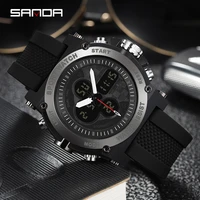 sanda outdoor sports mens watches military quartz watch for male wristwatch electronic dual display clock relogio masculino