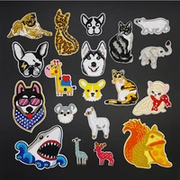 dog cat alpaca squirrel shark animal patch cartoon badges embroidery applique ironing clothing sewing supplies kids decorative