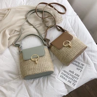 small straw bucket bags for women 2020 summer crossbody bags lady travel purses and handbags female shoulder messenger bag