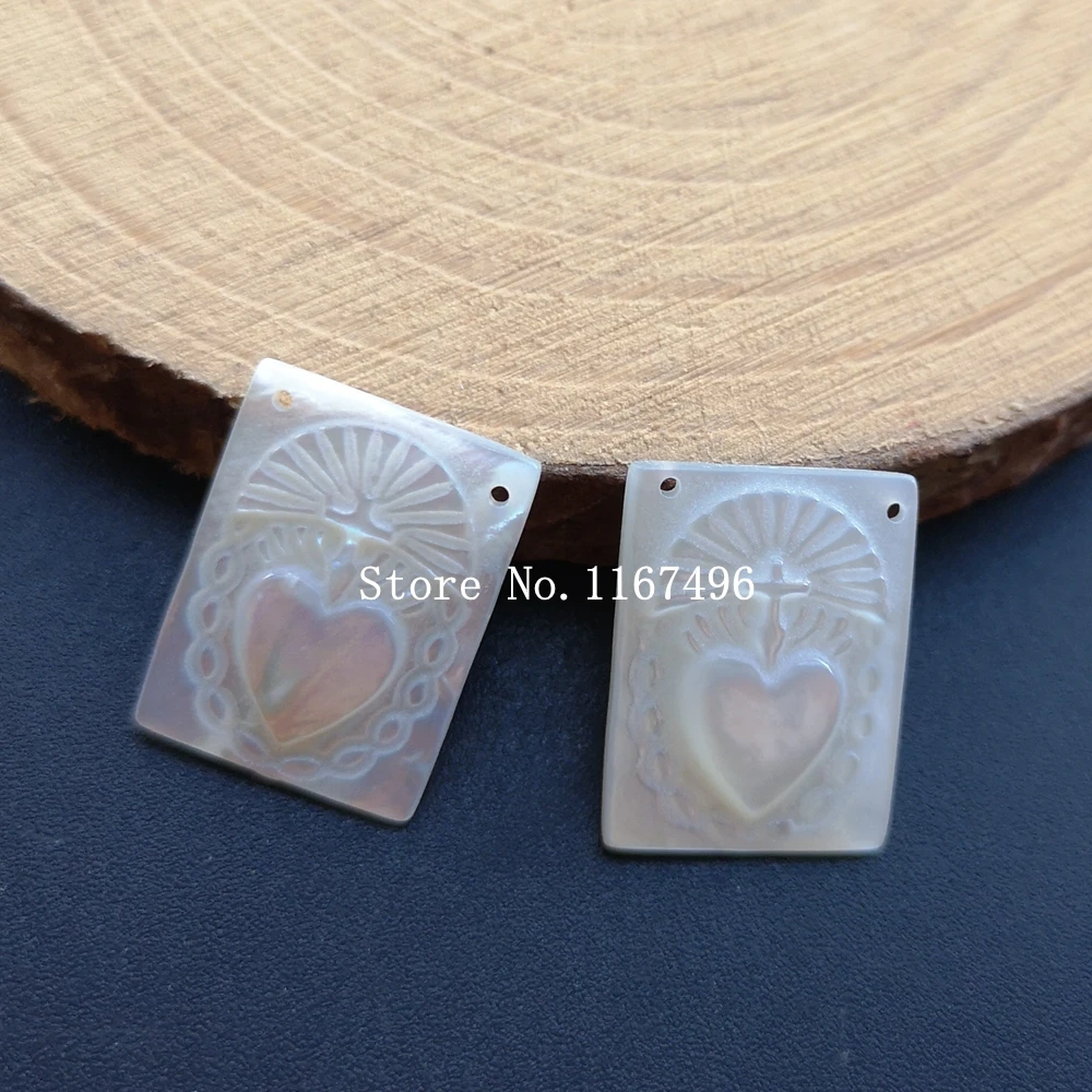 30 шт./лот 12x16 мм натуральное прямоугольное Священное Сердце перламутровая