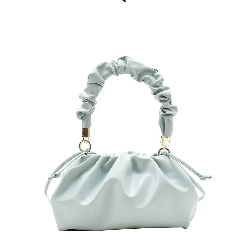 

Fold Handle PU Leather Cloud Bag for Women 2021 Summer Armpit Bag Lady Shoulder Handbags Female Travel Hand Bag