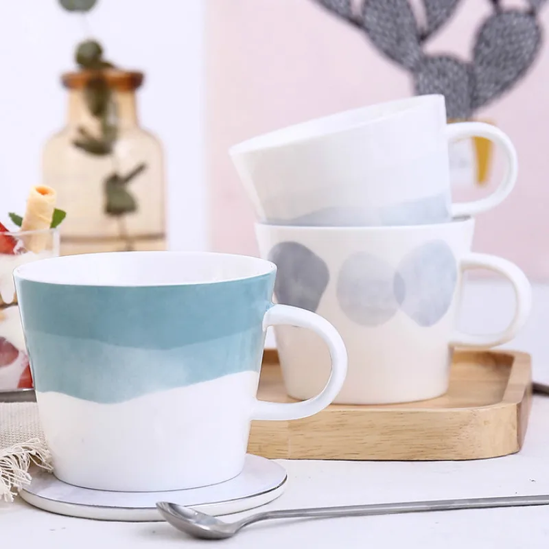 Кофейная кружка для завтрака с чехлом ложки простая японская керамическая