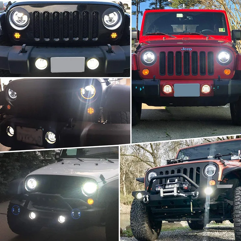 

7 inch LED Headlights 4 inch 30W Led Fog Light Turn Signal angel eye running light for Jeep Wrangler JK JKU 2007-2017 Unlimited