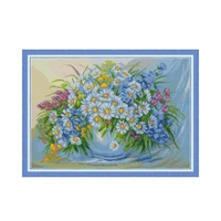 joy sunday cross stitch flowers daisy 6 11ct printed canvas 14ct counted cross stitch kits for embroidery kit dmc diy needlework