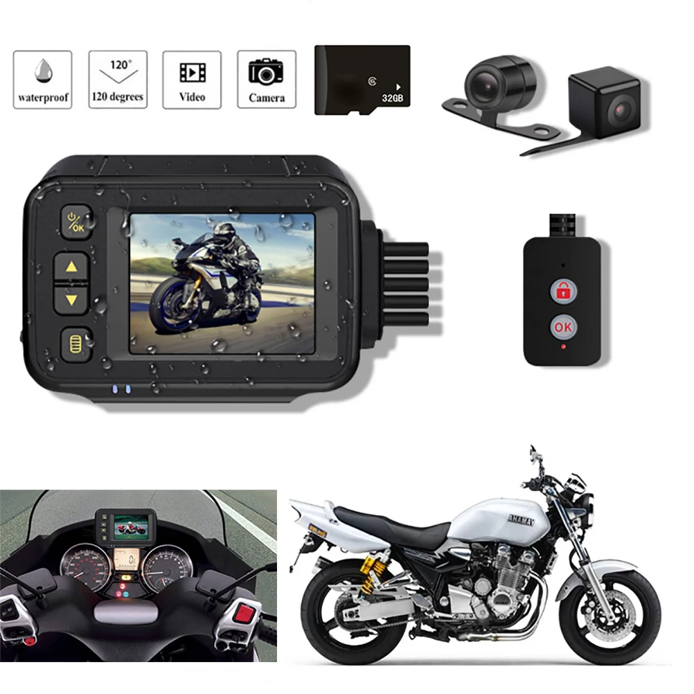 

2.0 Inch Motorcycle Dash Cam Dual Lens HD 720P Front 480P Rear View Driving Recorder Waterproof Motor Bike DVR Recorder Dash Cam