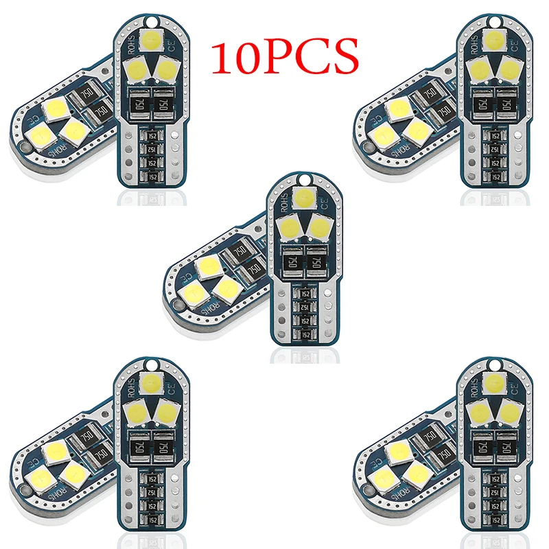 

10PCS Position Lights Reading Interior Lamp Canbus 12V 6500k White Yellow Polarity Free T10 W5W 194 168 3030 6SMD LED Car DRL