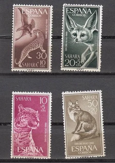 

4Pcs/Set New Spain Sahara Post Stamp 1960 Wild Animals Sculpture Stamps MNH