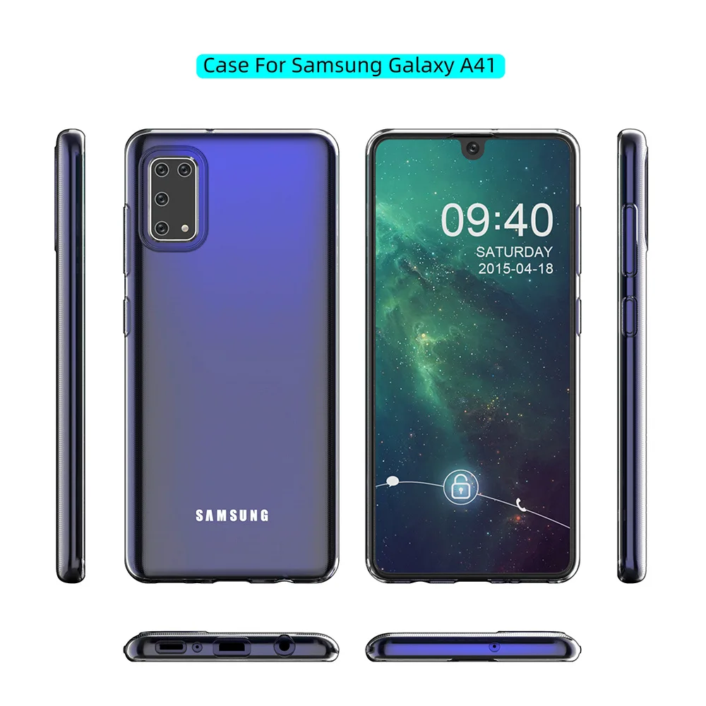 Прозрачный чехол для Samsung A41 прозрачный мягкий ударопрочный из ТПУ с защитой от