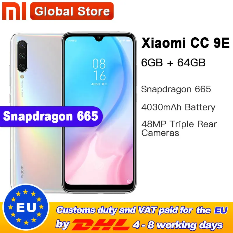 Xiaomi Mi CC9E 64 Гб 6 мобильный телефон AMOLED экран MIUI 10 Snapdragon 665 Восьмиядерный 4030 мАч