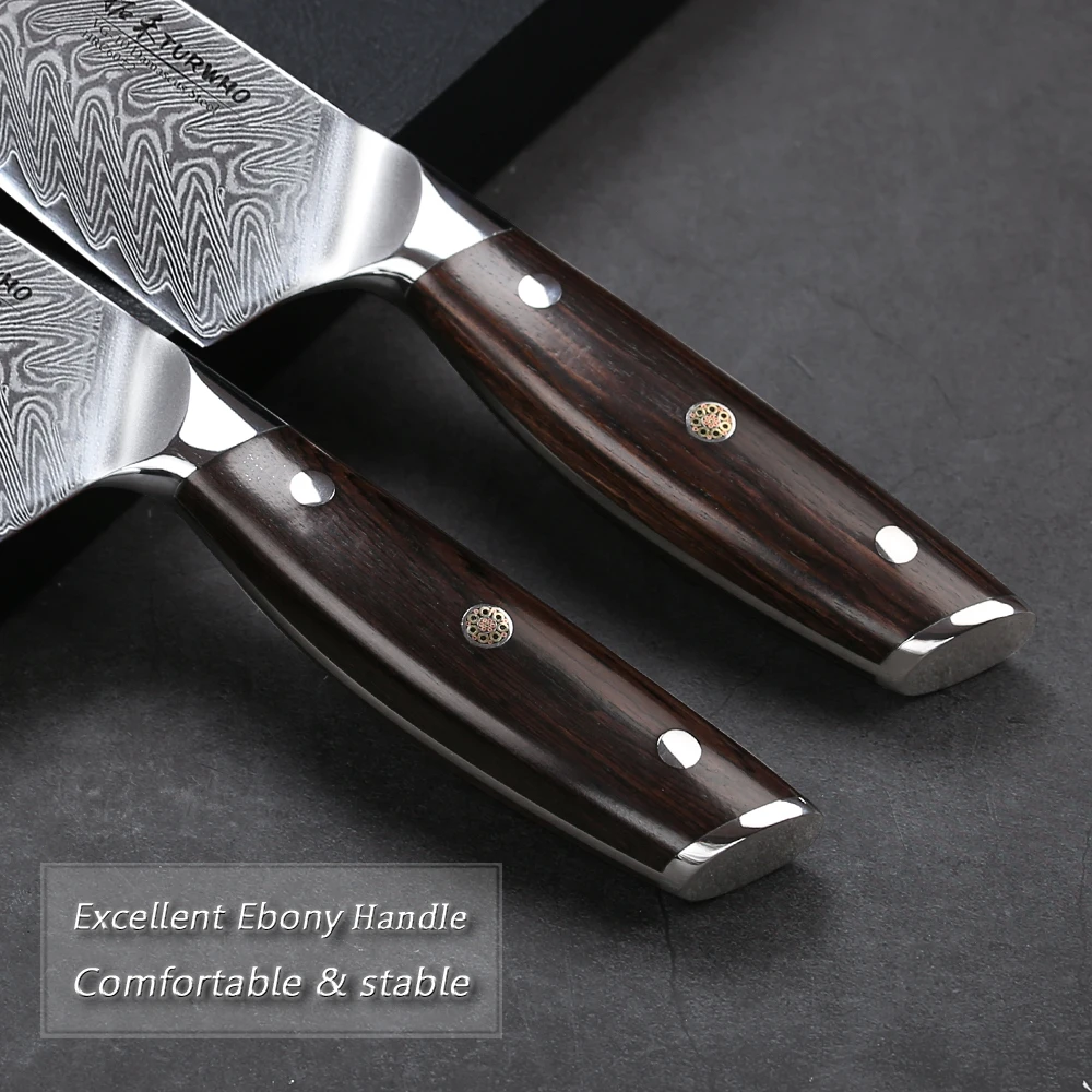 TURWHO 7 дюймов Santoku кухонные ножи 67 слоев дамасской стали шеф-повара нож дело с мясом овощи красный сандаловое дерево ручка