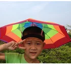 Портативный Зонт 31 см случайного цвета, Радужный солнцезащитный козырек, шляпа для кемпинга, рыбалки, пешего туризма, для защиты от дождя