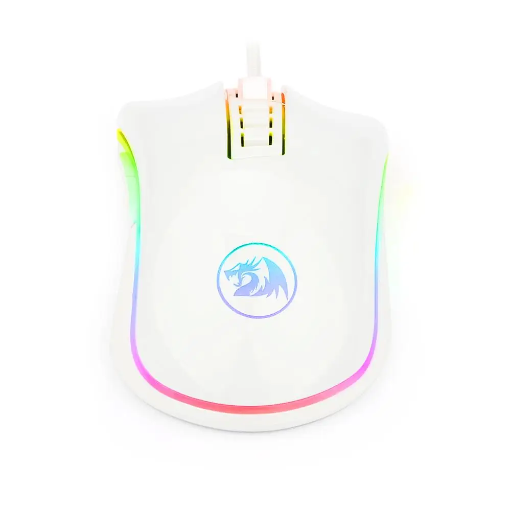 Игровая мышь Redragon M711 Cobra RGB версия белого цвета, Проводная оптическая мышь 10000 dpi с высокоточным входом, 7 макрокнопок
