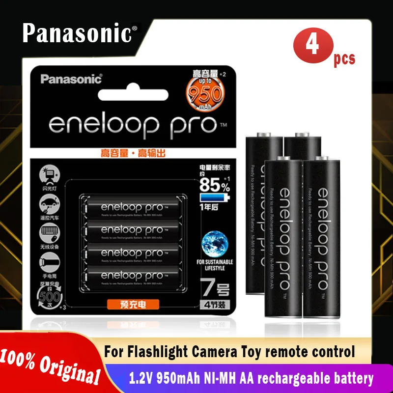 4 шт. перезаряжаемая батарея Panasonic Eneloop 1 2 В 950 мАч AAA для фонарика игрушек камеры