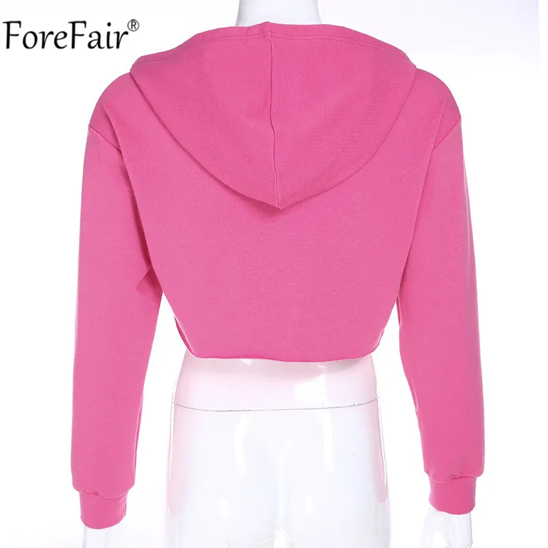 Forefair женский укороченный Свитшот розовый белый с длинным рукавом сексуальный осенний Хлопок Уличная Повседневная короткое худи