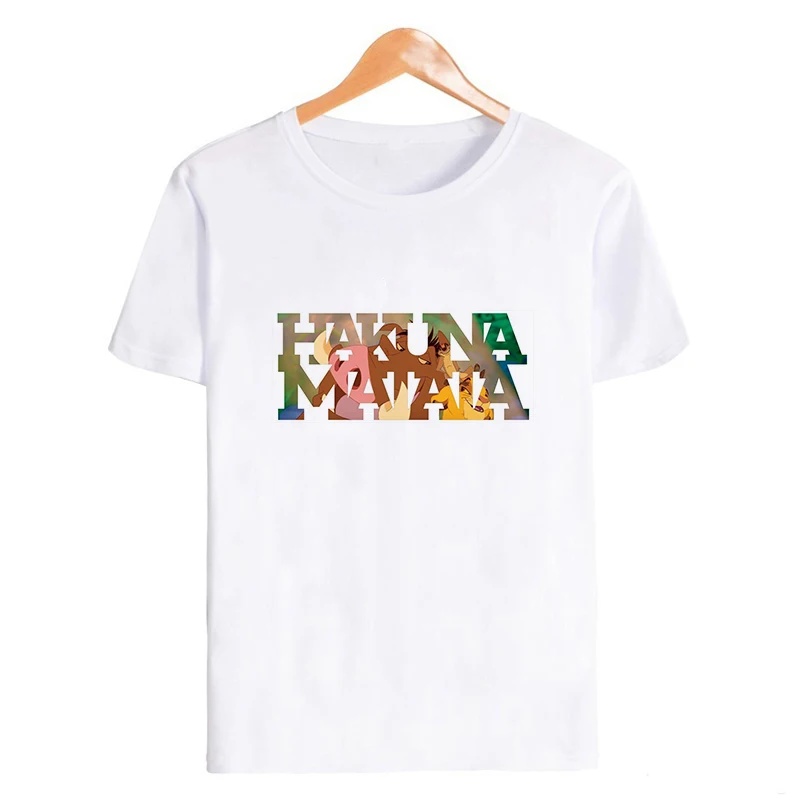 Showtly Lion King HAKUNA MATATA женская футболка It Simba Best Friends Harajuku Kawaii уличная Корейская стильная негабаритная футболка - Цвет: XWT0787-white